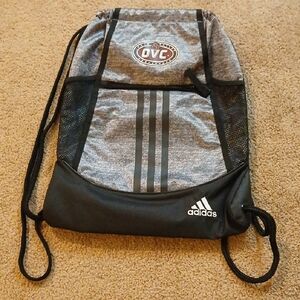 Adidas Black and Gray Drawstring Backpack